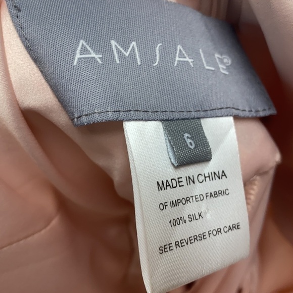 Amsale g782c blush chiffon bridesmaid dress size 6 - Picture 9 of 11